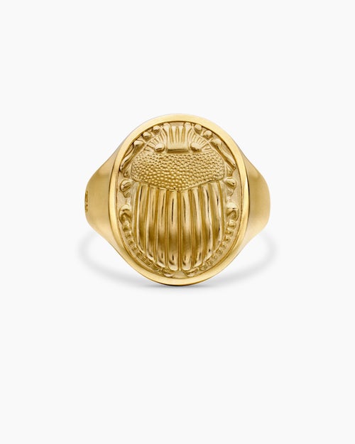 Mens Petrvs® Scarab Signet Ring in 18K Yellow Gold, 21.5mm