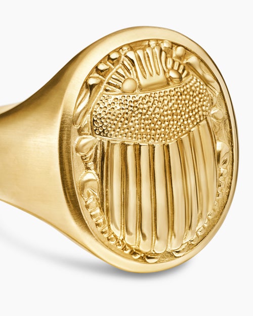 Mens Petrvs® Scarab Signet Ring in 18K Yellow Gold, 21.5mm