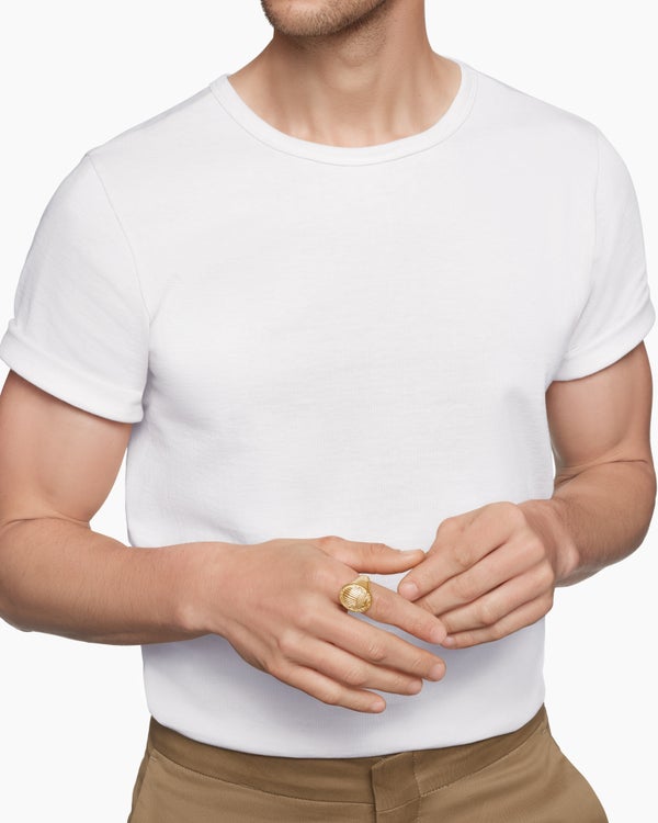 Bague chevalière scarabée Petrvs® en or jaune 18 carats, 21,5 mm