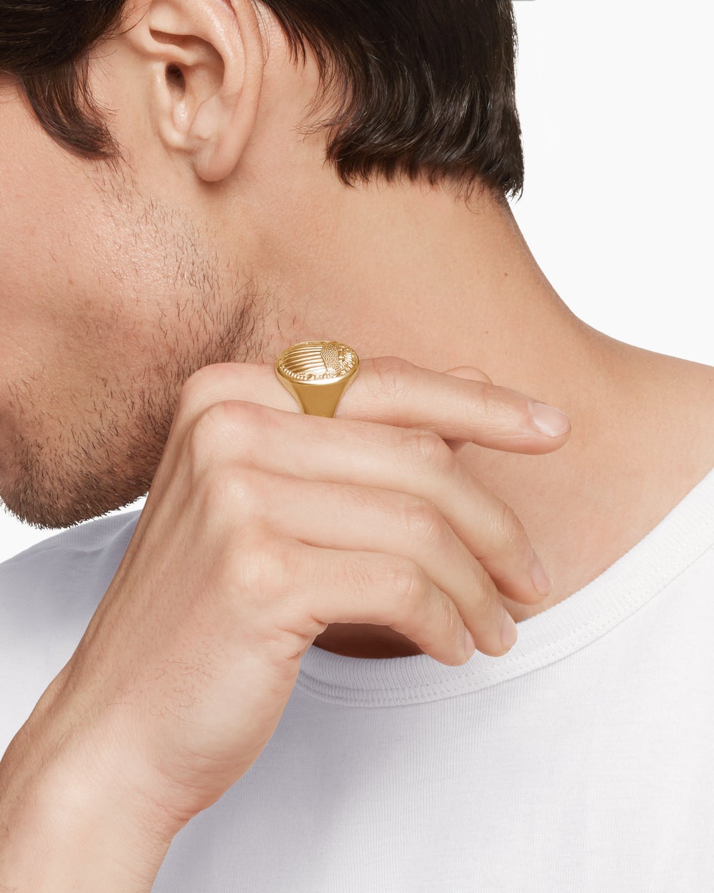 Mens Petrvs Scarab Signet Ring in 18K Yellow Gold, 21.5mm