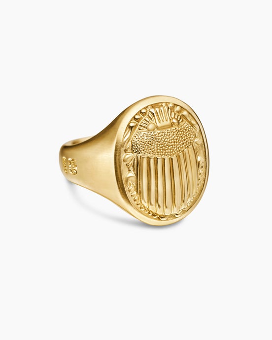 Petrvs Scarab Signet Ring in 18K Yellow Gold, 21.5mm