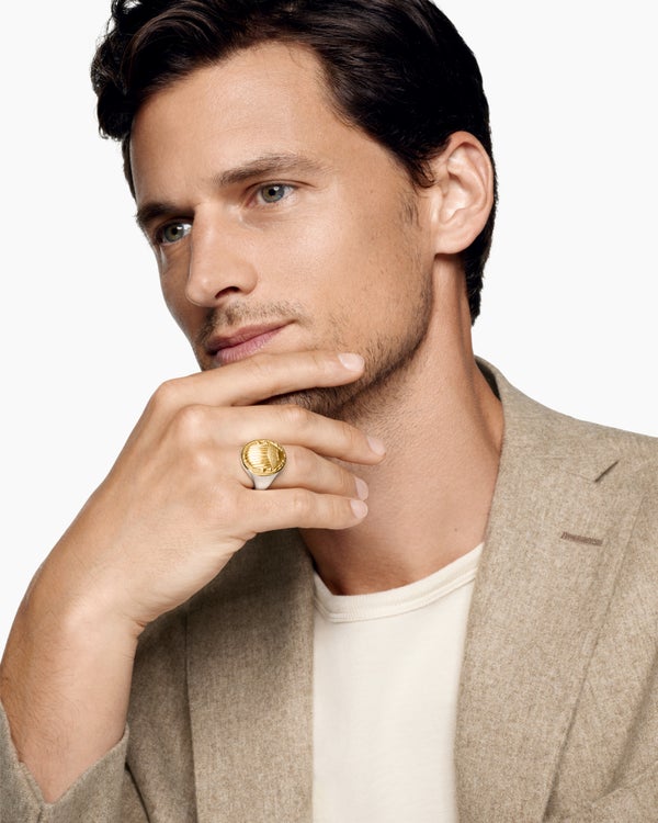 Petrvs® Scarab Signet Ring in Sterling Silver with 18K Yellow Gold, 21.5mm