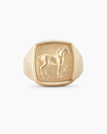 Petrvs® Horse Signet Ring in 18K Yellow Gold, 18.3mm