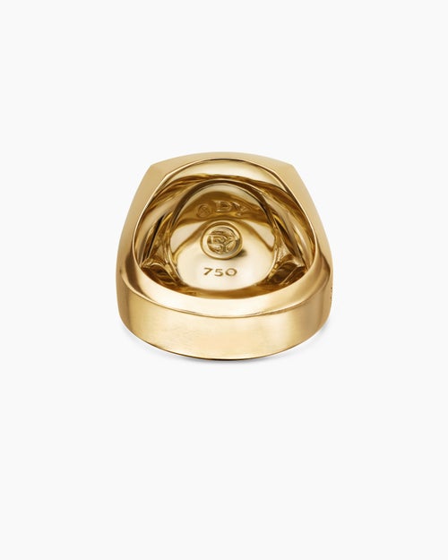 Mens Petrvs Horse Signet Ring in 18K Yellow Gold, 18.3mm