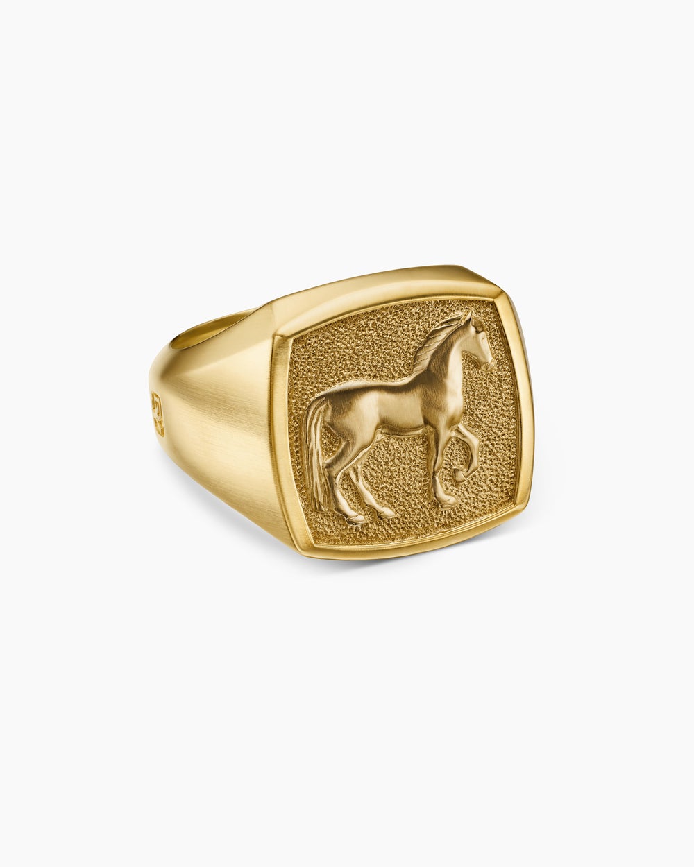 Mens Petrvs Horse Signet Ring in 18K Yellow Gold, 18.3mm