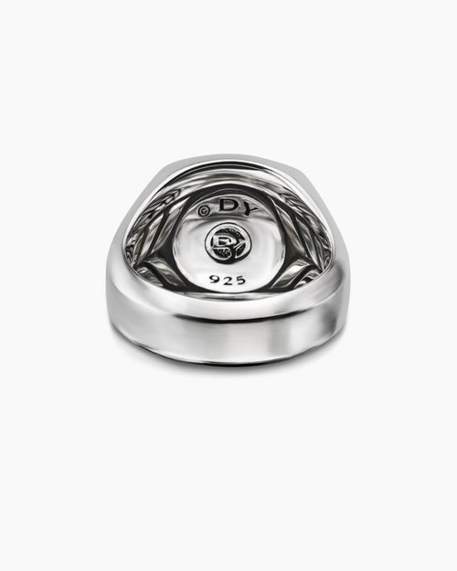 Mens Petrvs® Horse Signet Ring in Sterling Silver with Banded Agate, 18.3mm