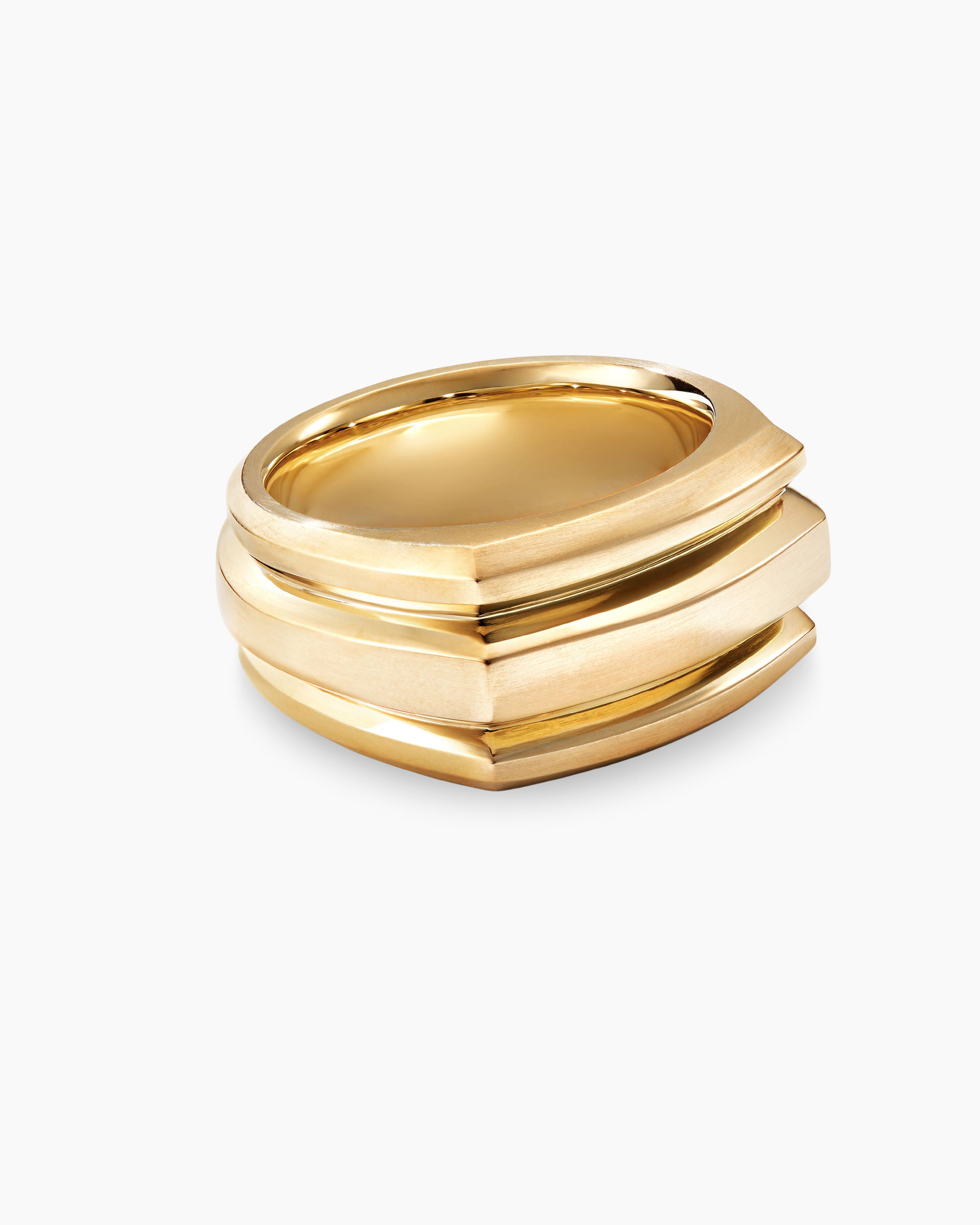 18K Green Gold Cigar Band Natural Diamond Ring Size 6.5