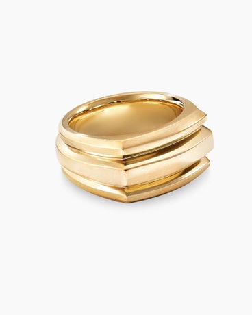 Deco Cigar Band Ring in 18K Yellow Gold, 13mm