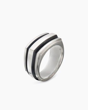 Deco Cigar Band Ring in Sterling Silver, 13mm