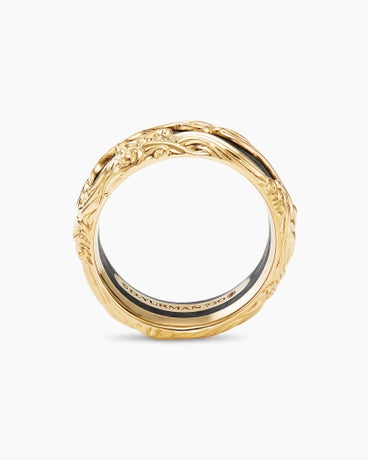 Waves Forged Carbon Band Ring in 18K Yellow Gold, 13mm