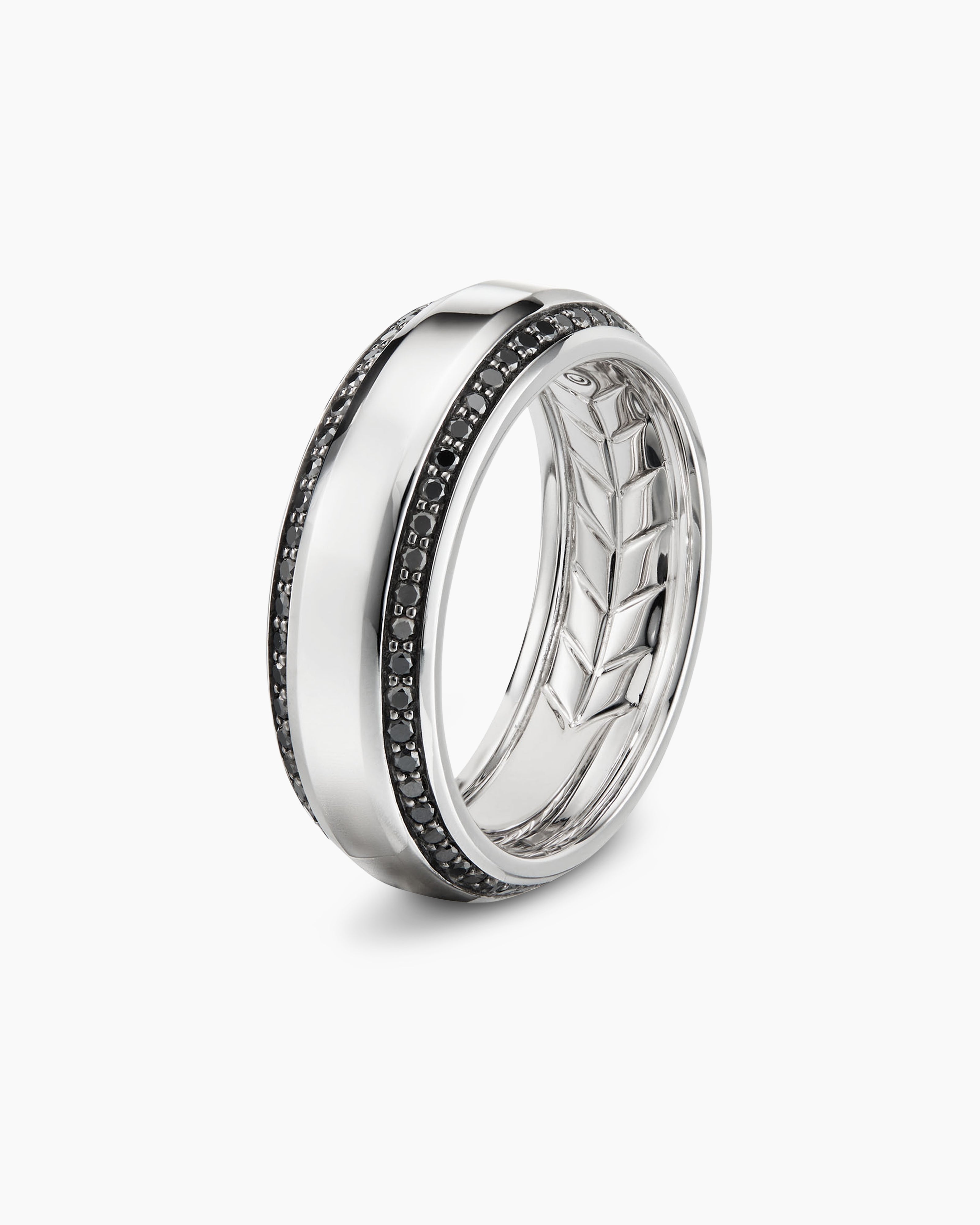 Stylish Black Broad Striped Silver Stainless Steel Ring | M135-May-102 |  Cilory.com
