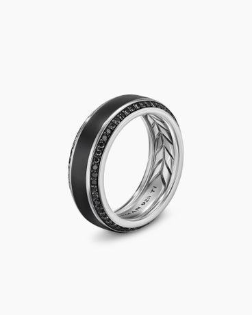 Beveled Band Ring in Black Titanium with Black Diamonds, 8mm
