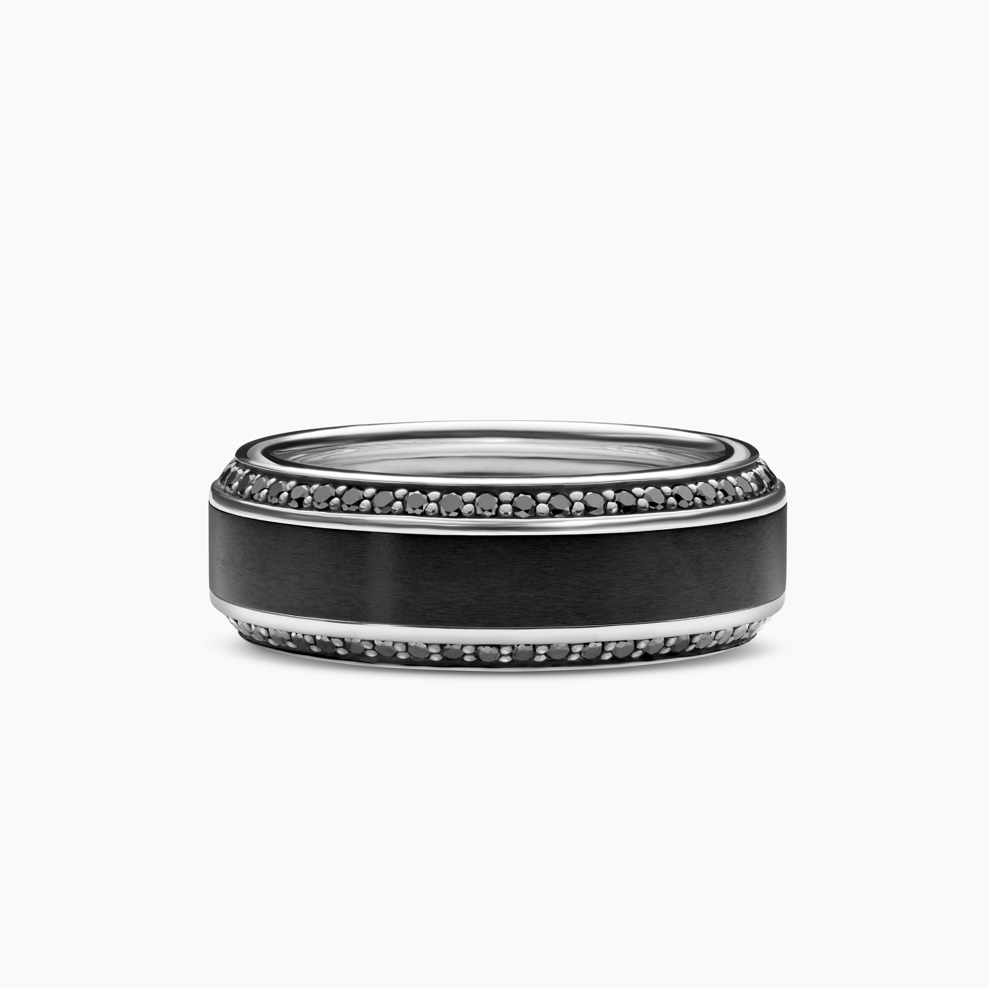 Mens Beveled Band Ring in Black Titanium, 8mm