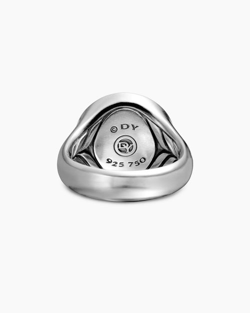 Mens Maritime Compass Signet Ring in Sterling Silver with 18K Yellow Gold, 19.4mm