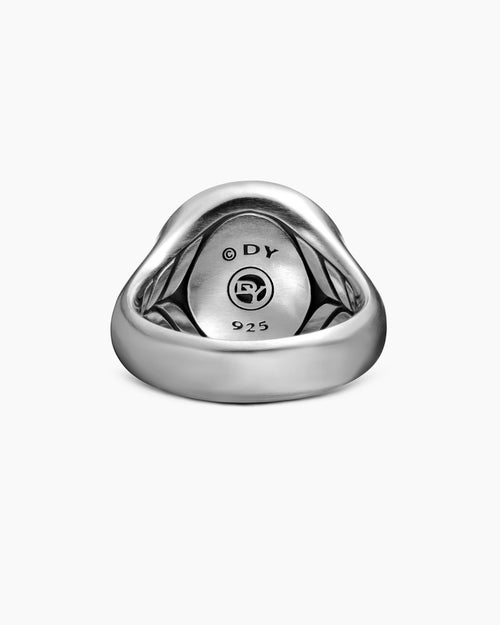 Mens Maritime® Compass Signet Ring in Sterling Silver with Center Black Diamond, 19.4mm