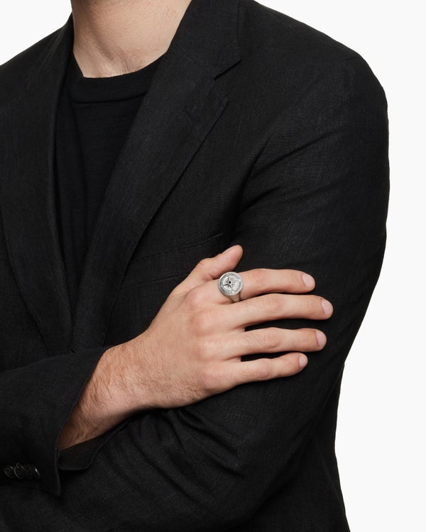 Bague chevalière avec boussole Maritime en argent sterling, 19,4 mm