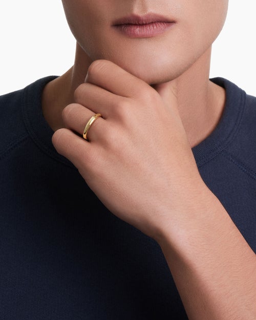 Mens DY Classic Band Ring in 18K Yellow Gold, 3.5mm