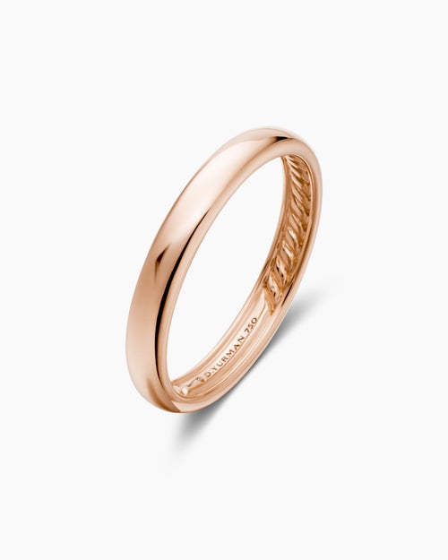 Mens DY Classic Band Ring in 18K Rose Gold, 3.5mm