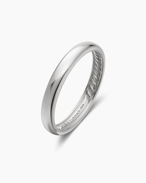Mens DY Classic Band Ring in 18K White Gold, 3.5mm