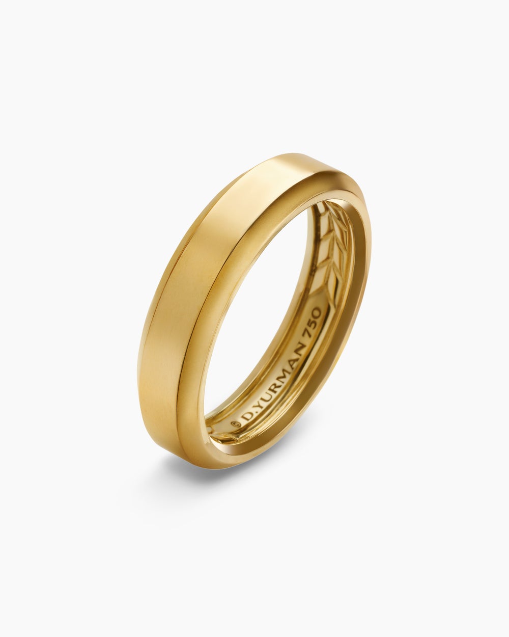 Mens Beveled Band Ring in 18ct Yellow Gold, 6mm