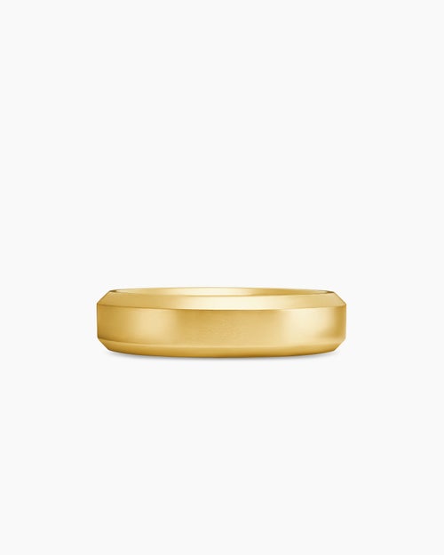 Mens Bevelled Band Ring in 18K Yellow Gold, 6mm