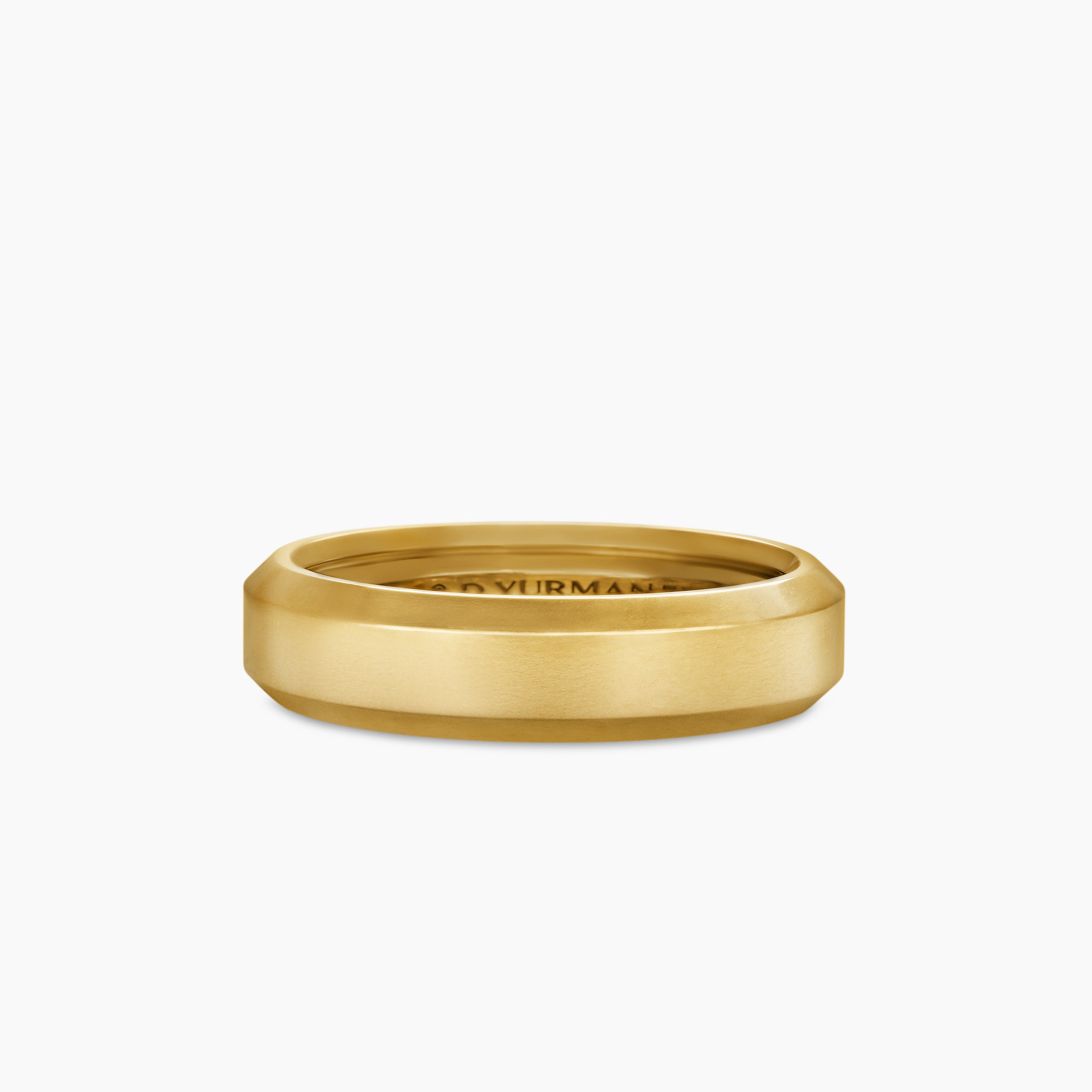 Mens Beveled Band Ring in 18K Yellow Gold, 6mm