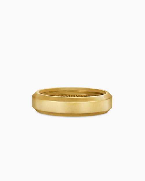 Mens Bevelled Band Ring in 18K Yellow Gold, 6mm