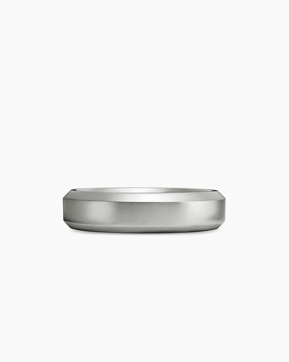 Mens Beveled Band Ring in 18K White Gold, 6mm