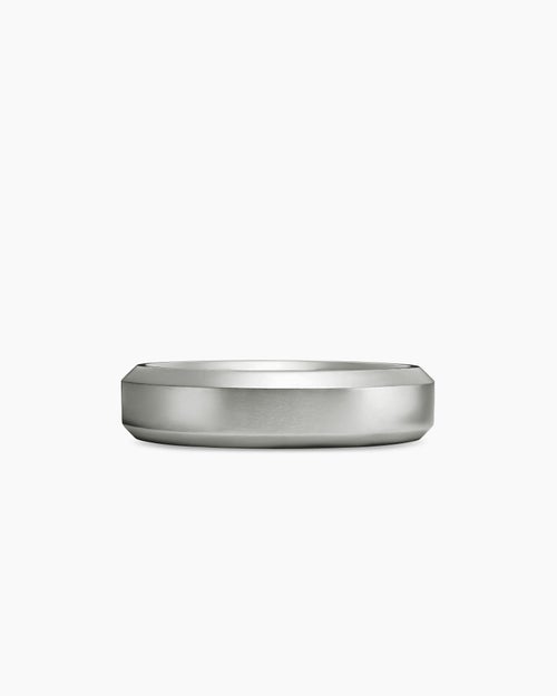Mens Beveled Band Ring in 18K White Gold, 6mm