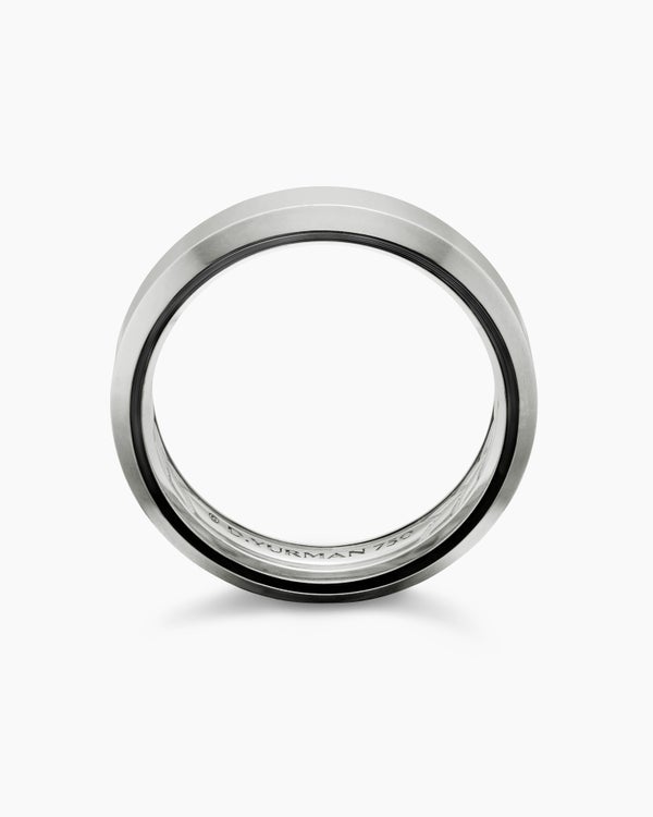 Beveled Band Ring in 18K White Gold, 6mm