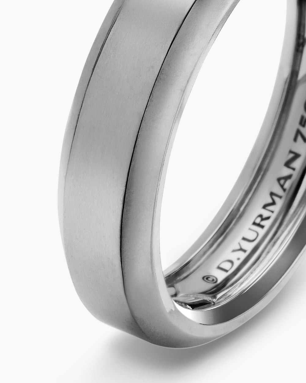 Mens Beveled Band Ring in 18K White Gold, 6mm