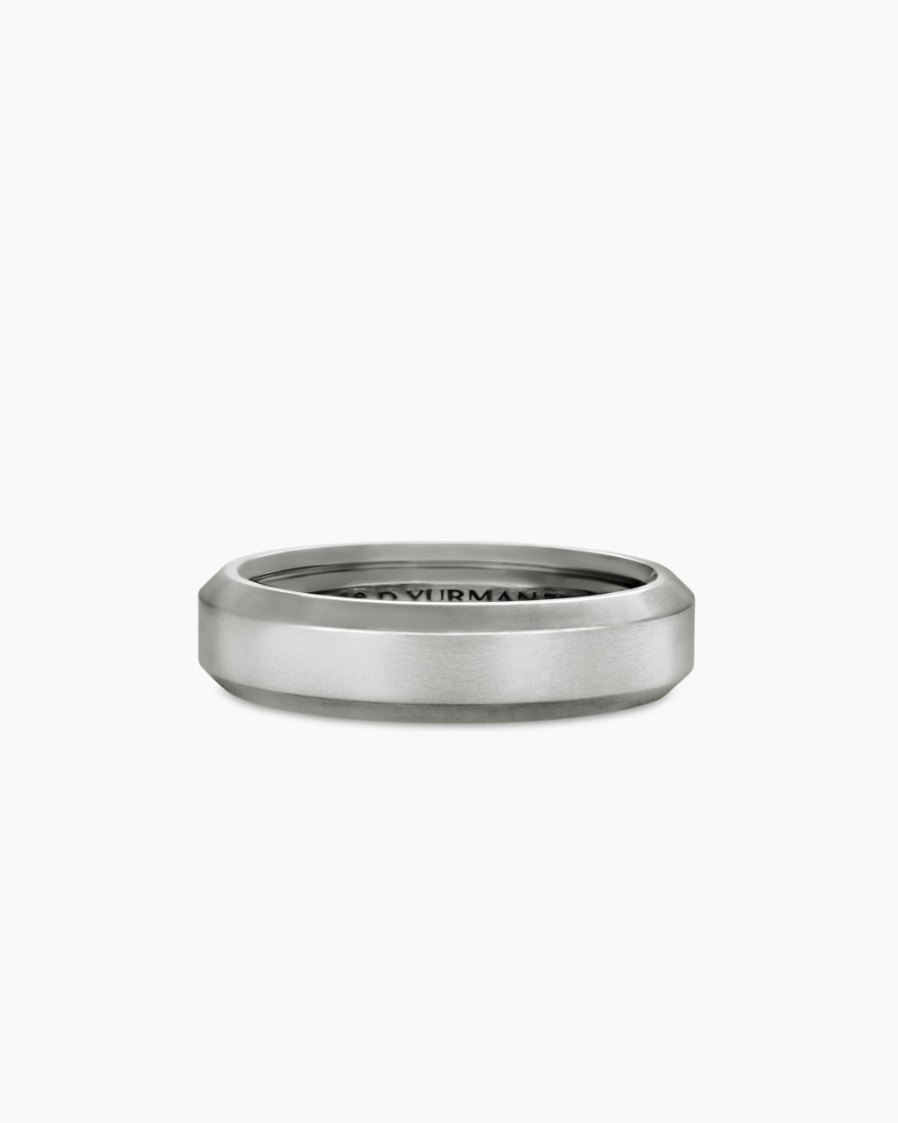 Mens Beveled Band Ring in 18K White Gold, 6mm