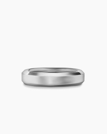 Beveled Band Ring in 18K White Gold, 6mm