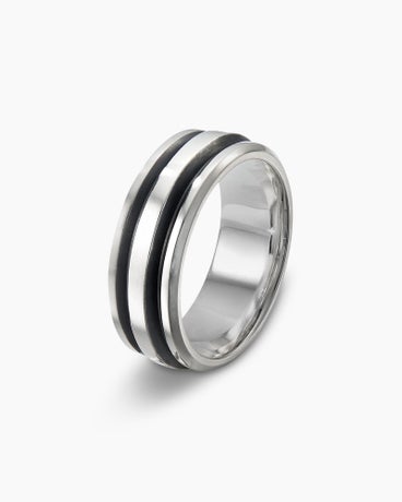 Deco Band Ring in Sterling Silver, 8.5mm