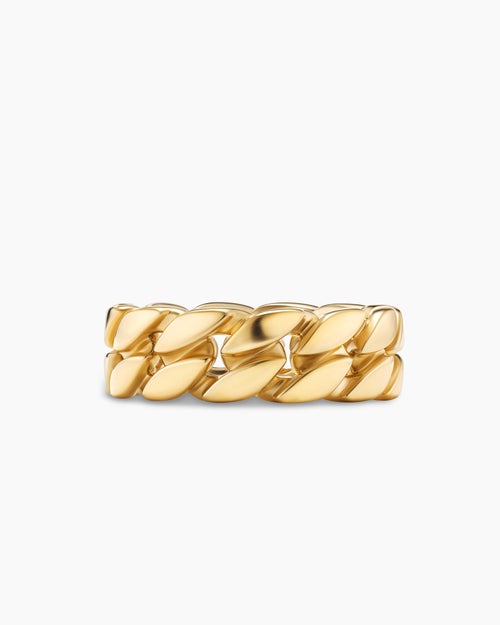 Mens Curb Chain Band Ring in 18K Yellow Gold, 8mm