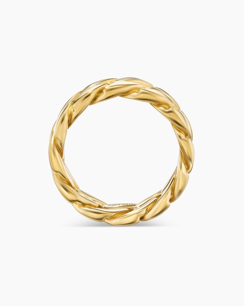 Mens Curb Chain Band Ring in 18K Yellow Gold, 8mm