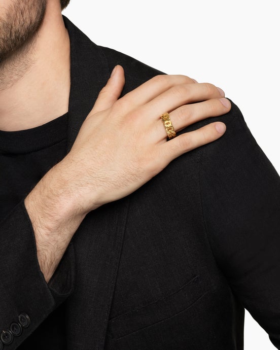 Curb Chain Band Ring in 18K Yellow Gold, 8mm