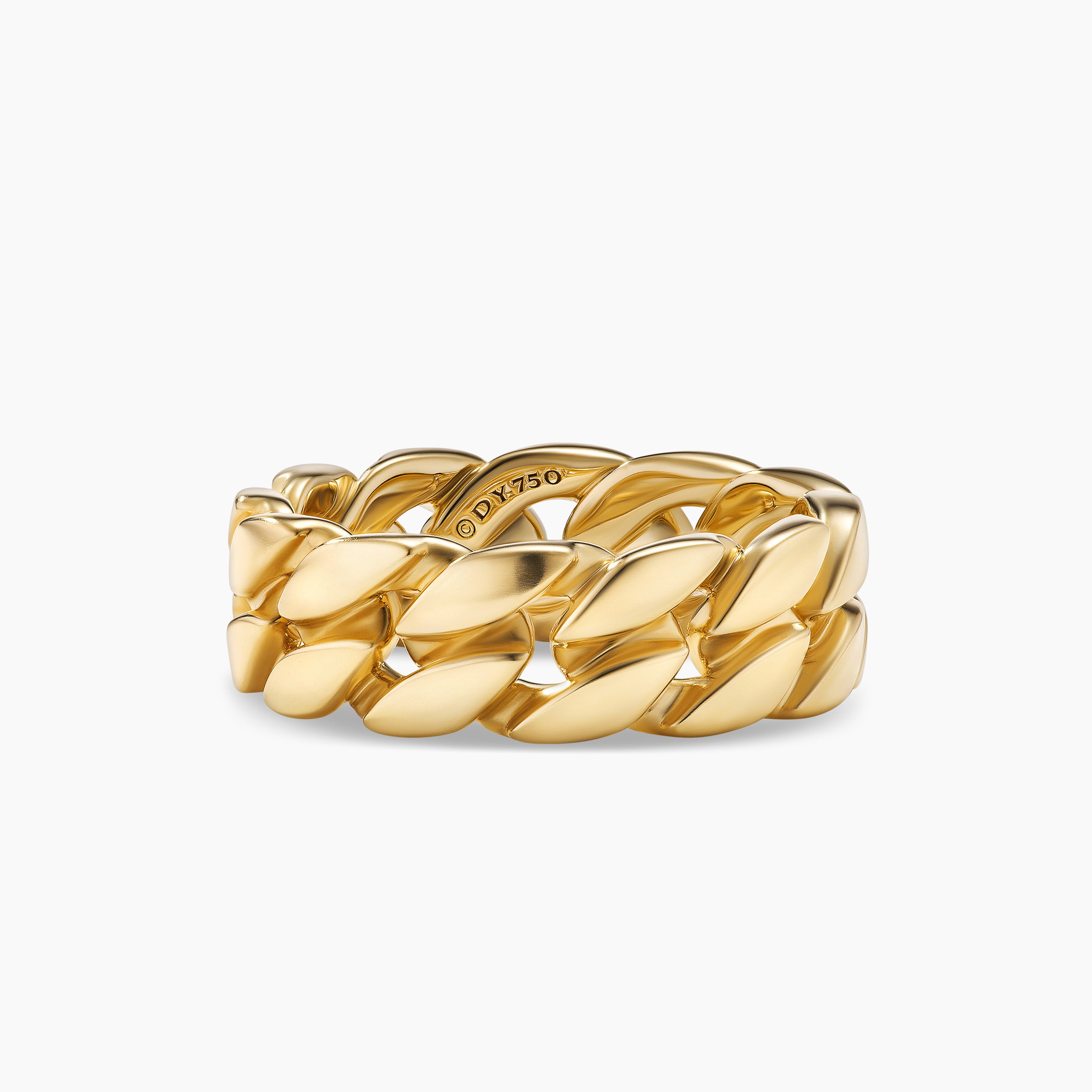 Mens Curb Chain Band Ring in 18K Yellow Gold, 8mm