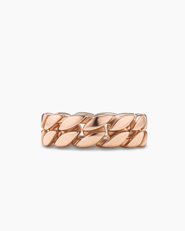 Curb Chain Band Ring in 18K Rose Gold, 8mm