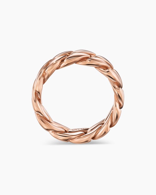Mens Curb Chain Band Ring in 18K Rose Gold, 8mm