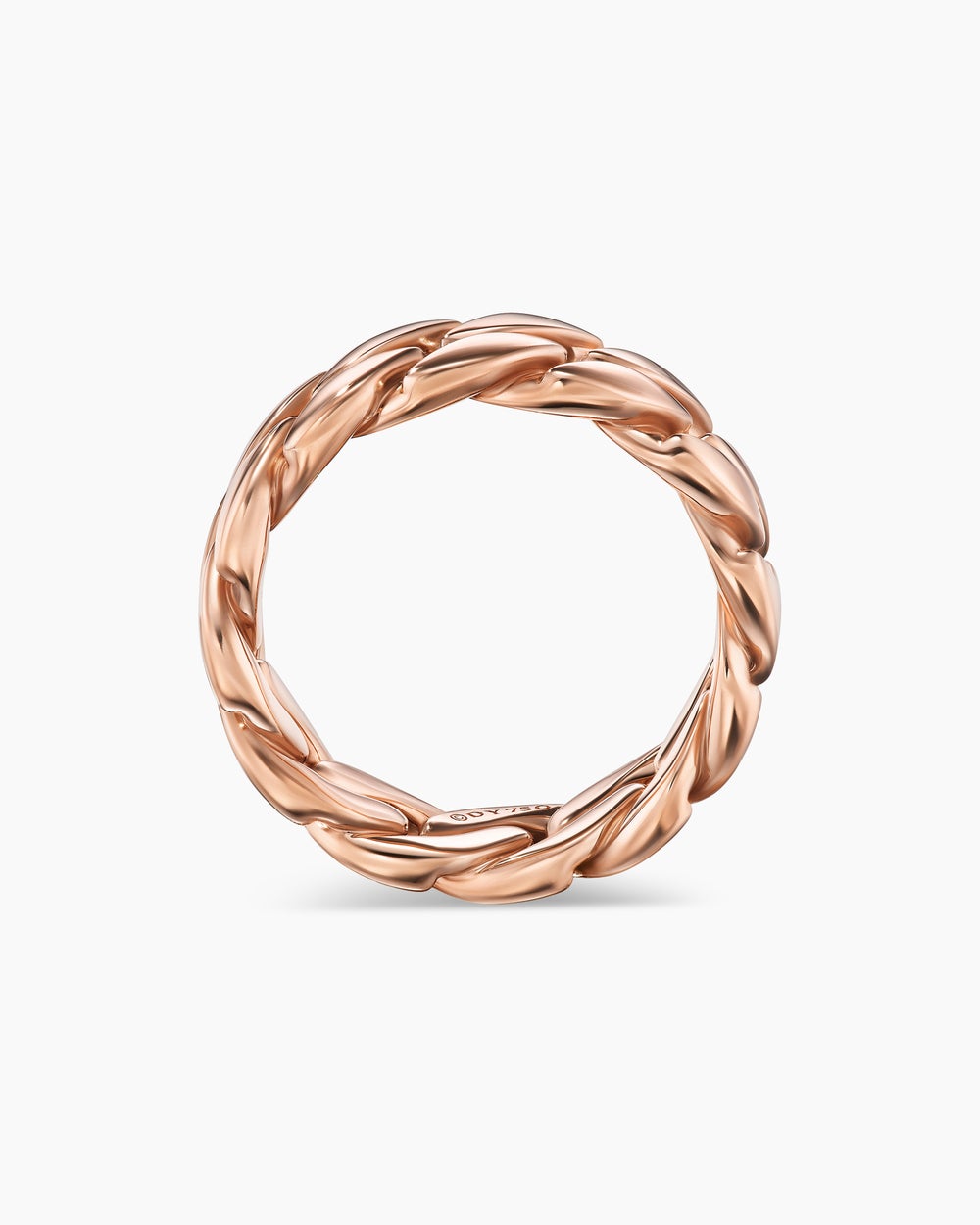 Anneau Curb Chain en or rose 18 carats, 8 mm hommes