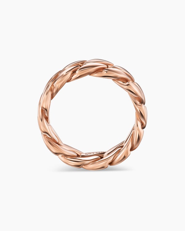 Curb Chain Band Ring in 18K Rose Gold, 8mm