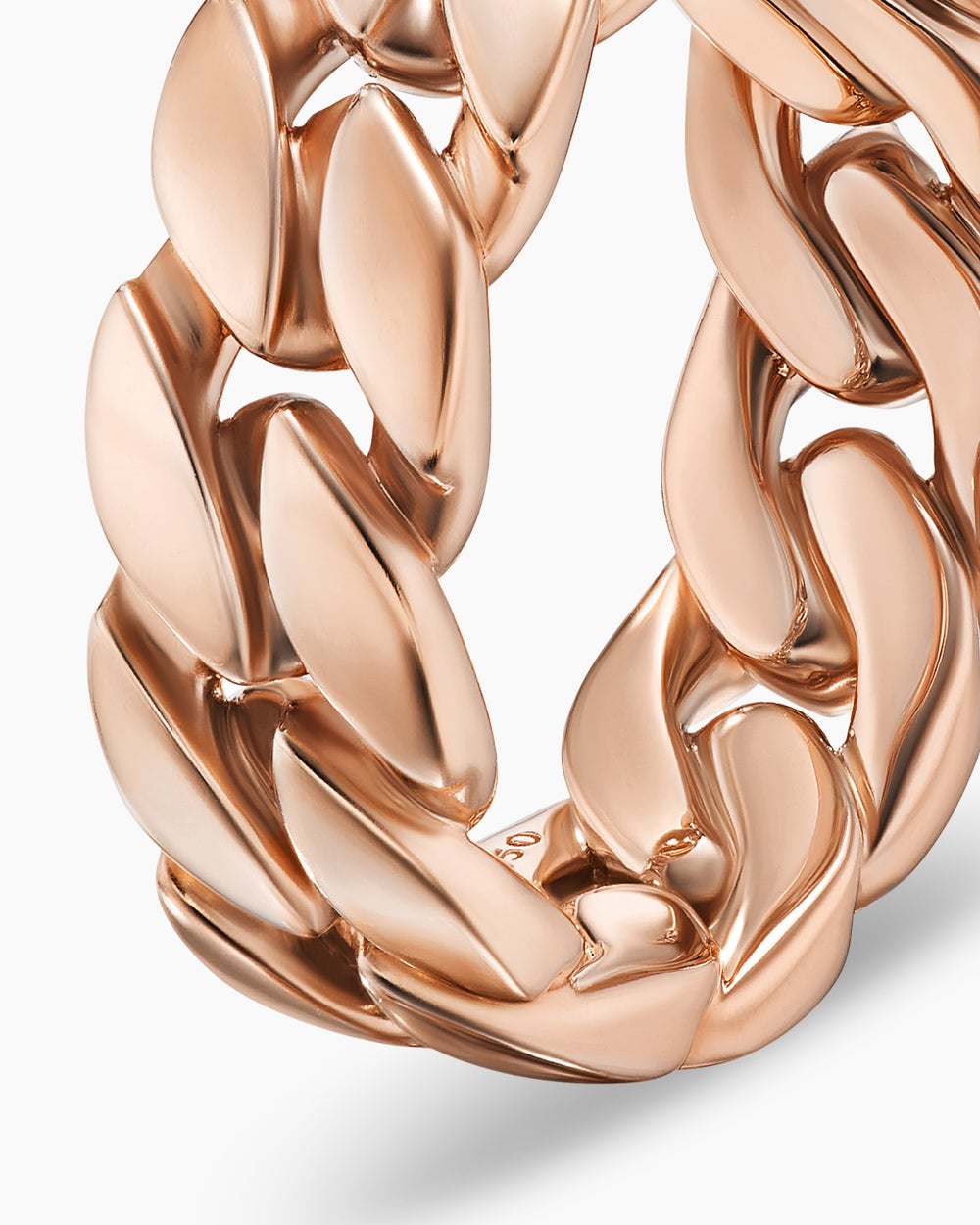 Anneau Curb Chain en or rose 18 carats, 8 mm hommes