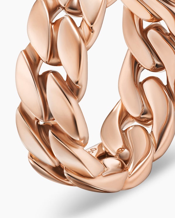 Curb Chain Band Ring in 18K Rose Gold, 8mm