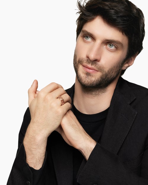 Mens Curb Chain Band Ring in 18ct Rose Gold, 8mm