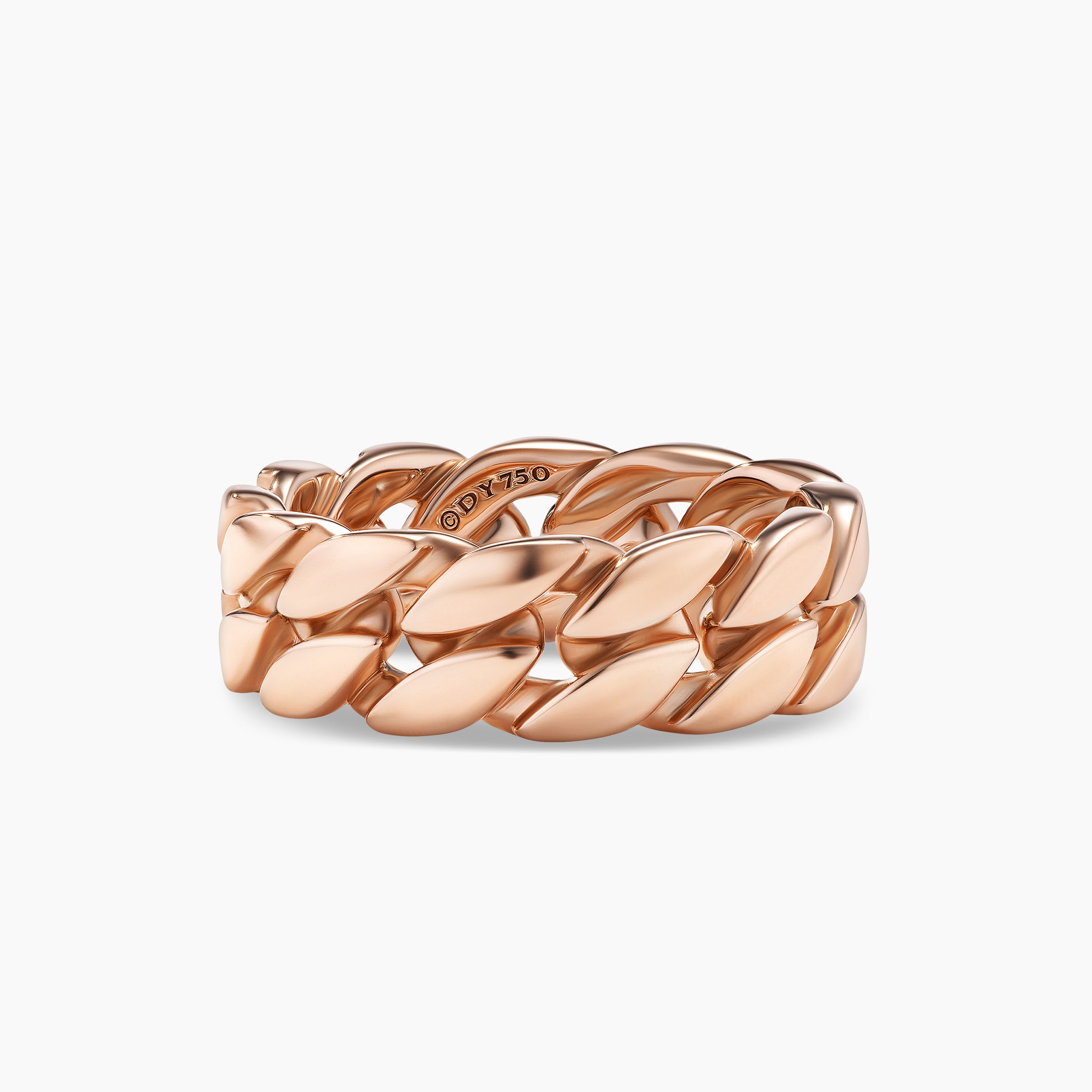 Anneau Curb Chain en or rose 18 carats, 8 mm homme 