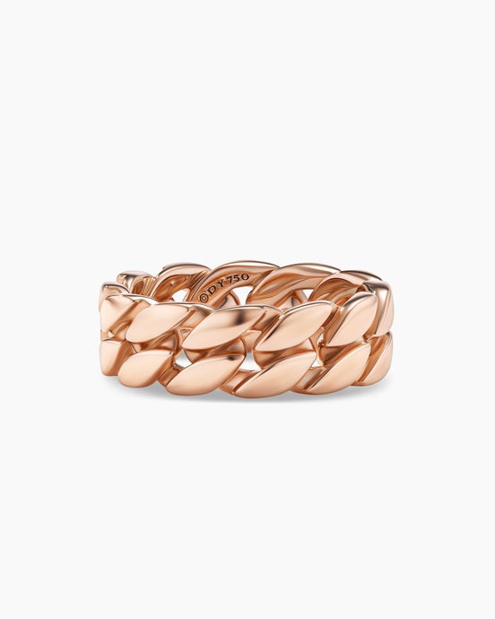 Anneau Curb Chain en or rose 18 carats, 8 mm