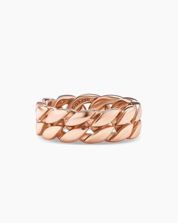 Curb Chain Band Ring in 18K Rose Gold, 8mm