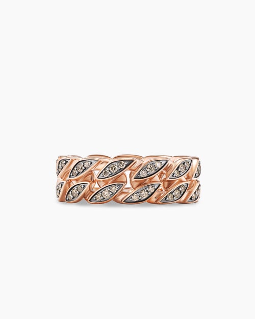 Mens Curb Chain Band Ring in 18K Rose Gold, 8mm