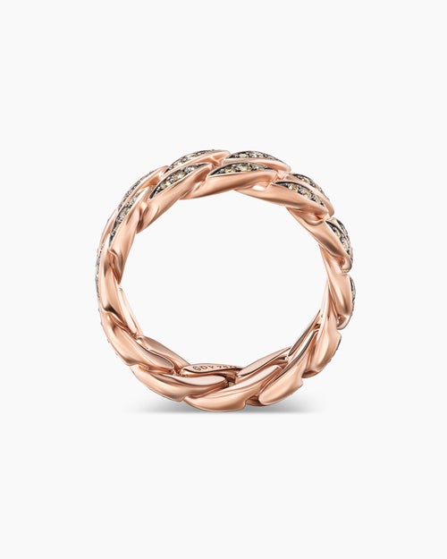 Mens Curb Chain Band Ring in 18K Rose Gold, 8mm